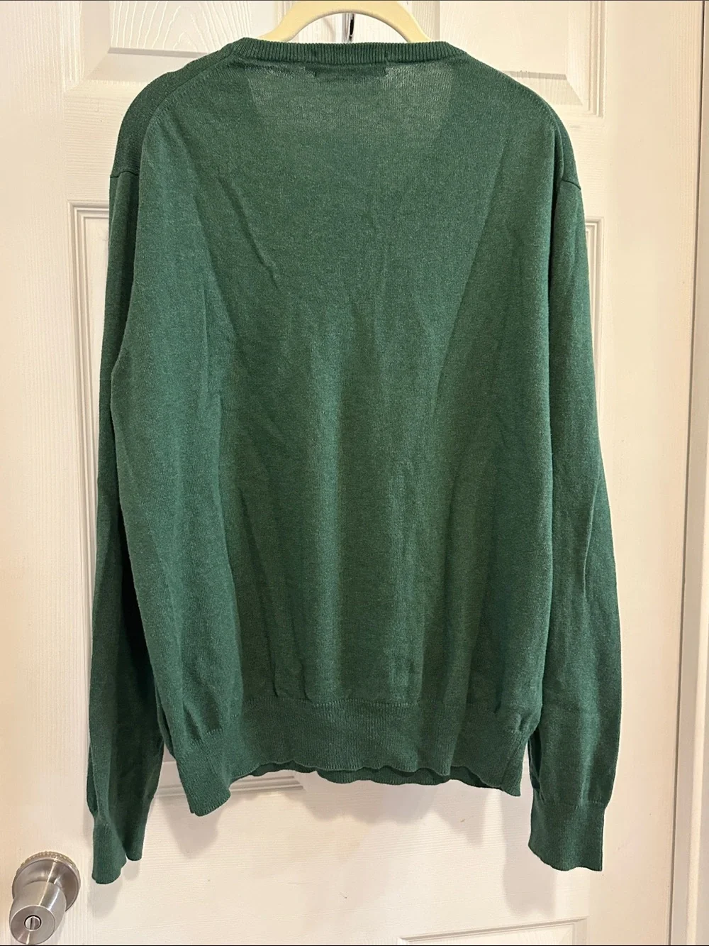 J. Crew Green Cotton and Cashmere V-Neck Sweater